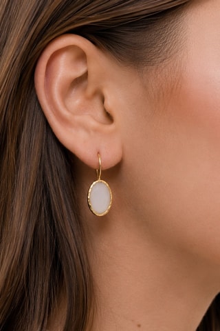 Boucles d'oreilles - Plaqué or jaune et pierres de lune