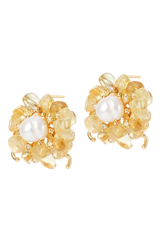 Puces - Plaqué or jaune et citrines