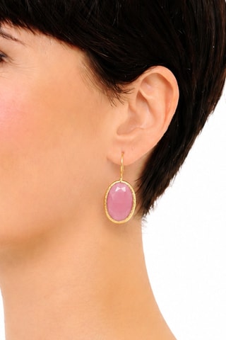 Boucles d'oreilles - Plaqué or jaune et quartz