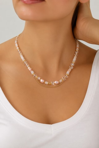 Collier - Plaqué or jaune et pierres de lune