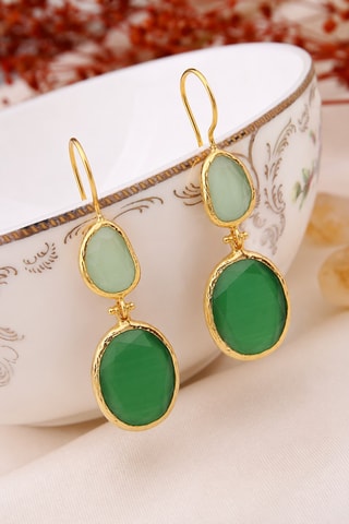 Boucles d'oreilles - Plaqué or jaune et œils-de-chat