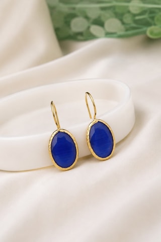 Boucles d'oreilles - Plaqué or jaune et agates