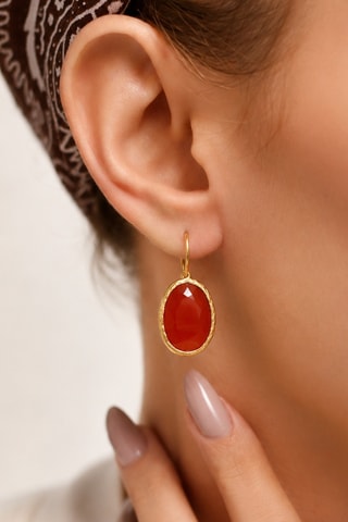 Boucles d'oreilles - Plaqué or jaune et agates