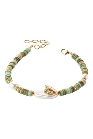 Bracelet - Plaqué or jaune et amazonites