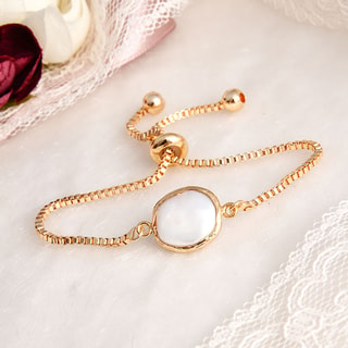 Bracelet - Laiton plaqué or et perle