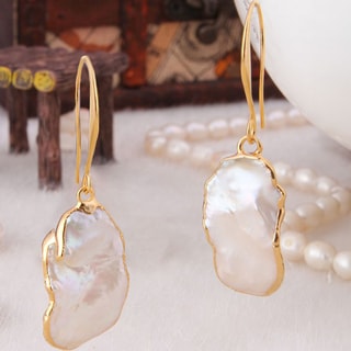 Boucles d'oreilles - Laiton plaqué or et perles