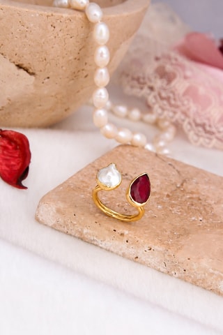 Bague - Rubis et perle de culture