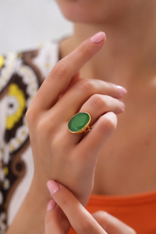 Bague - Plaqué or jaune et œil-de-chat