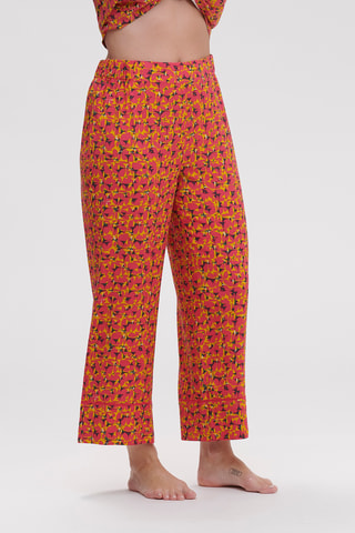 Pantaloni pigiama a vita alta Songe - Rosa e giallo