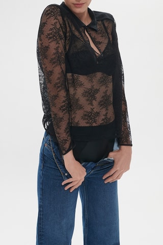 Blusa in pizzo Eve - Nero