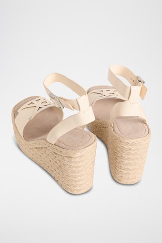 Sandales compensées en cuir nappa - Jaune