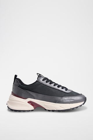 Zapatillas de piel - Gris oscuro y negro
