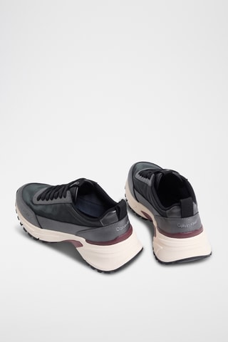 Zapatillas de piel - Gris oscuro y negro