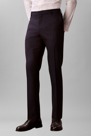 Pantalon slim en laine - Bleu nuit