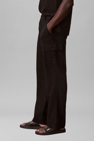 Pantalon relaxed cargo en lin - Noir