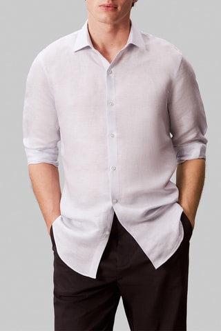 Chemise slim en lin - Bleu clair