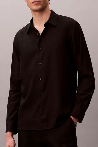 Chemise regular en lin - Noir