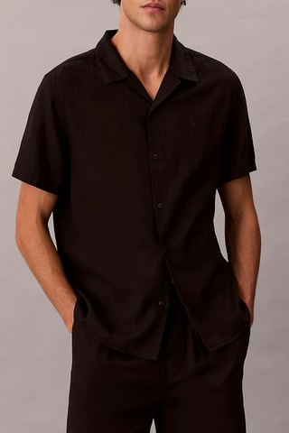 Chemise regular en lin - Noir