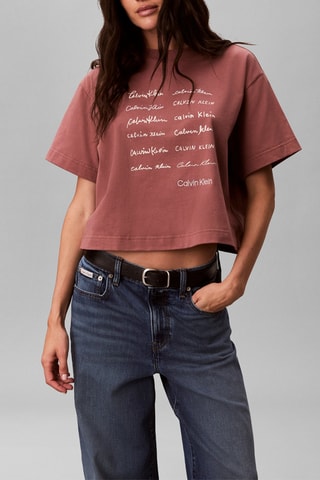 T-shirt boxy cropped - Marron