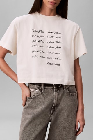 T-shirt boxy cropped - Blanc cassé