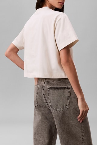 T-shirt boxy cropped - Blanc cassé