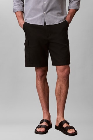 Short cargo regular en lin - Noir