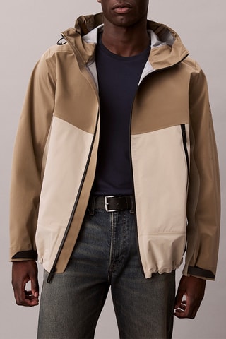 Coupe-vent à capuche - Gris clair et beige