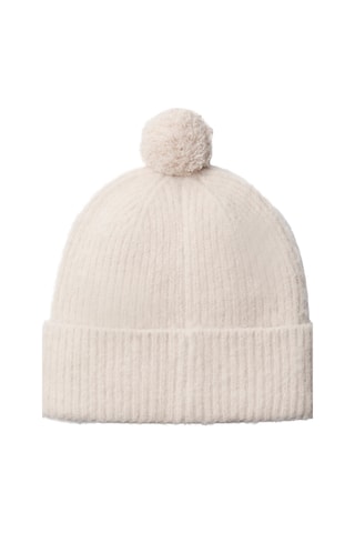 Bonnet à pompon en laine et alpaga - Gris clair