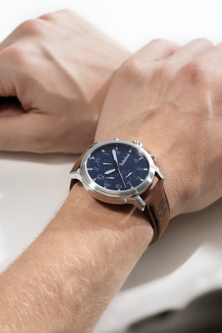 Reloj de cuarzo de piel - Marrón y plateado