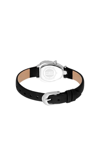 Reloj de cuarzo de piel y cristales checos Perla - Plateado y negro