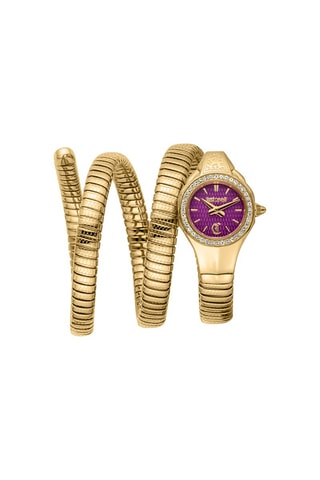 Reloj de cuarzo de acero y cristales checos Vita - Dorado y violeta