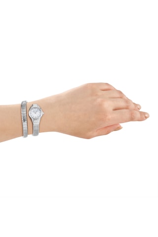Reloj de cuarzo de acero - Plateado y blanco