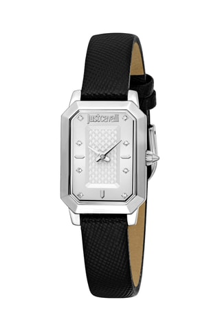 Reloj de cuarzo de piel - Negro y plateado