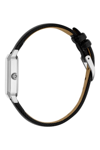 Reloj de cuarzo de piel - Negro y plateado