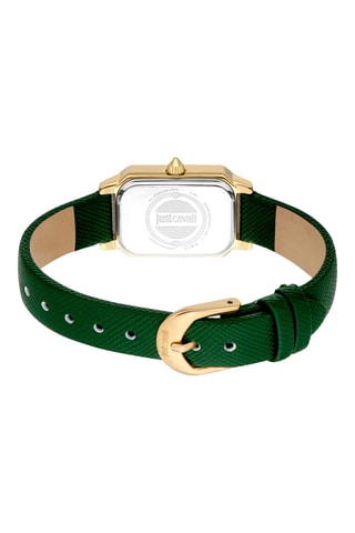 Reloj de cuarzo de piel - Verde y dorado