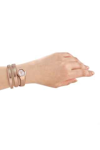 Montre à quartz en acier - Doré rose et argenté
