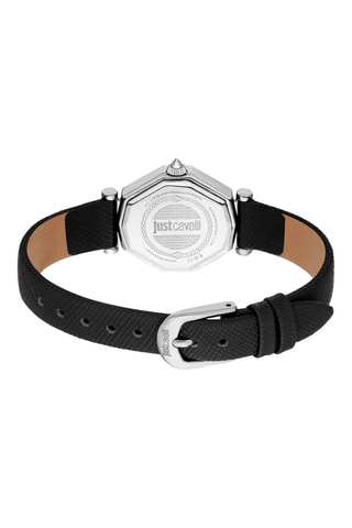 Reloj de cuarzo de piel - Negro y plateado