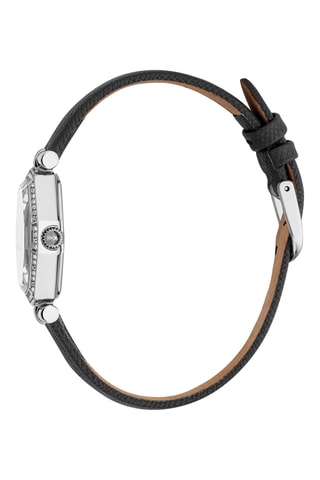 Reloj de cuarzo de piel - Negro y plateado