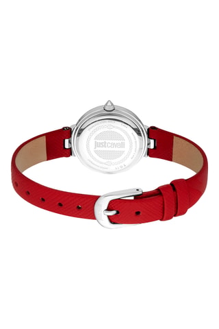 Reloj de cuarzo de piel - Rojo y plateado