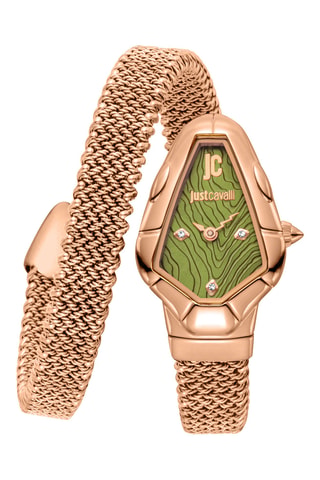 Reloj de cuarzo de acero - Rosa dorado y verde