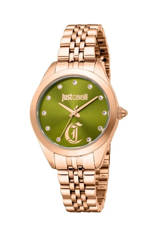 Reloj de cuarzo de acero - Rosa dorado y verde