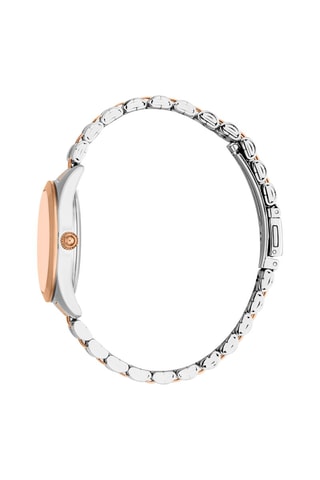 Reloj de cuarzo de acero y cristales checos Luna - Plateado y rosa dorado