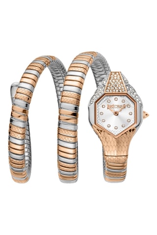 Reloj de cuarzo de acero Just Glam Evo 7 - Plateado y rosa dorado