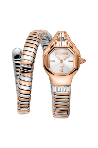 Reloj de cuarzo de acero y cristales checos Brillante Snake - Rosa dorado y plateado