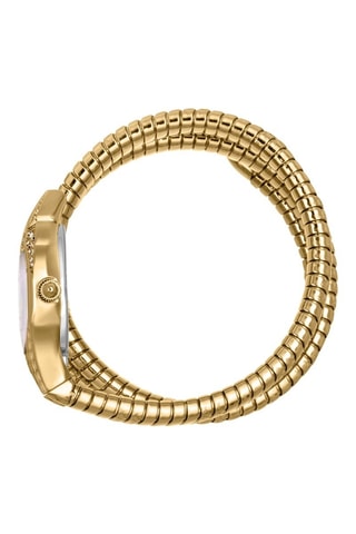 Reloj de cuarzo de acero y cristales checos - Dorado y blanco