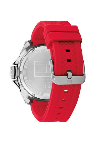 Reloj de cuarzo de silicona - Rojo y plateado