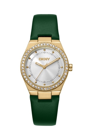 Montre à quartz en cuir - Vert et doré
