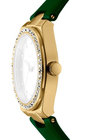 Montre à quartz en cuir - Vert et doré