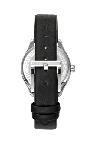 Montre à quartz en cuir - Noir et argenté