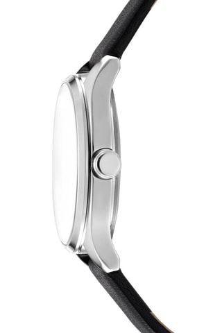 Montre à quartz en cuir - Noir et argenté